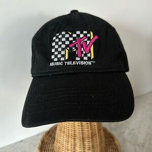 MTV music television logo embroidered baseball cap hat ISFM black cotton